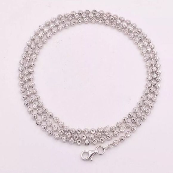 Solid 925 Silver 22” Moon Cut Ball Chain Necklace - Picture 1 of 3